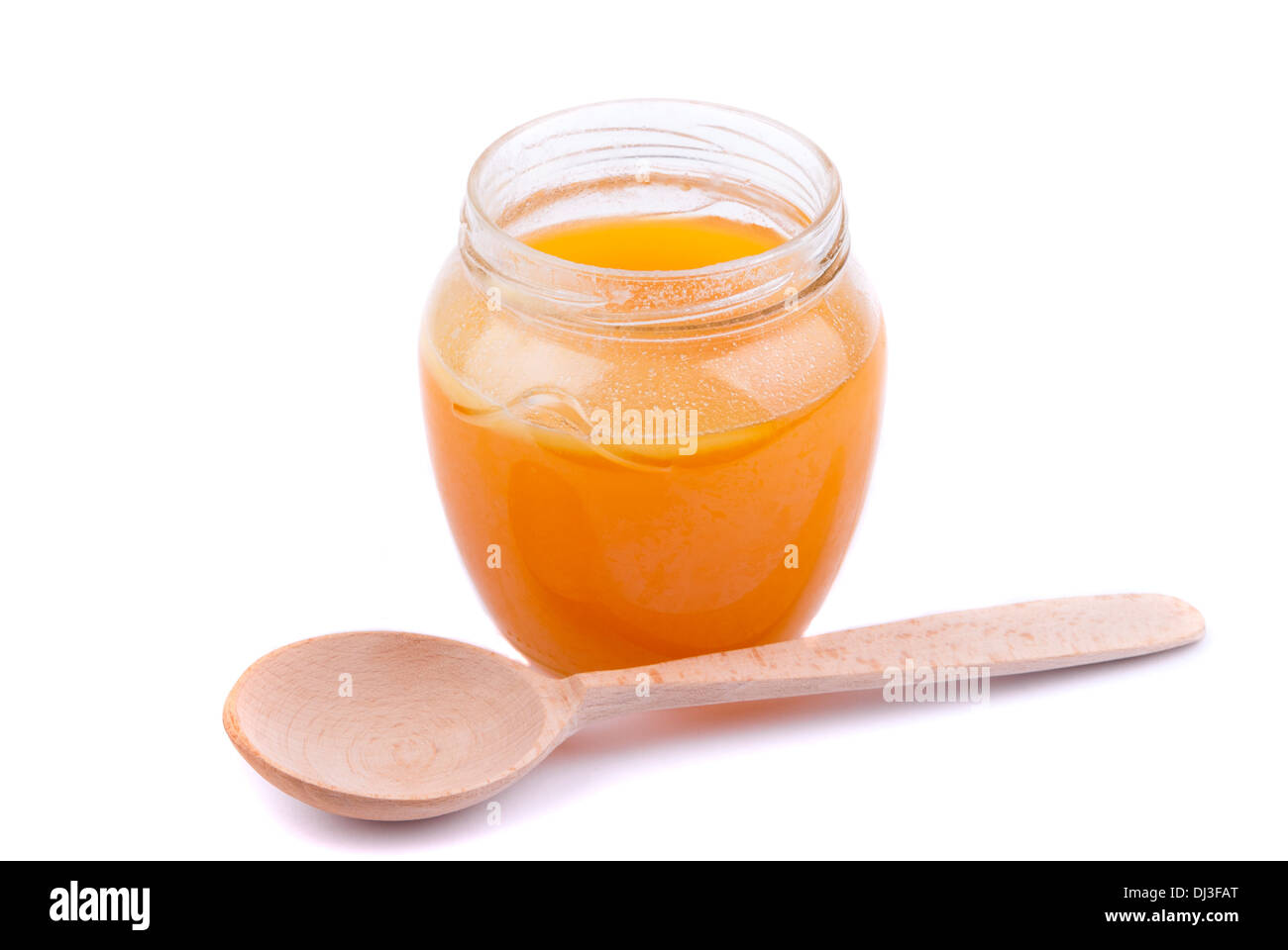Honey pot and spoon Stock Photo Alamy