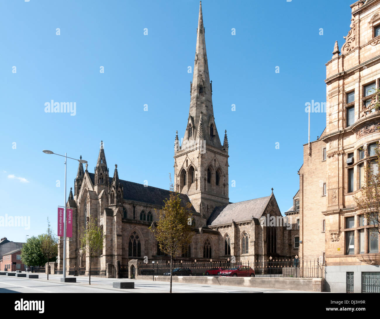 Salford Cathedral (Cathedral Church of St. John the Evangelist), Chapel Street, Salford, Manchester, England, UK Stock Photo