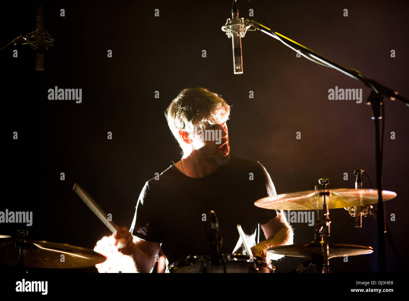 London, UK. 20th November 2013. Dominic Greensmith, Reef drummer performing at one-off KOKO show as part of their 20th Anniversary Tour. London, UK 20th November 2013. Credit:  martyn wheatley/Alamy Live News Stock Photo