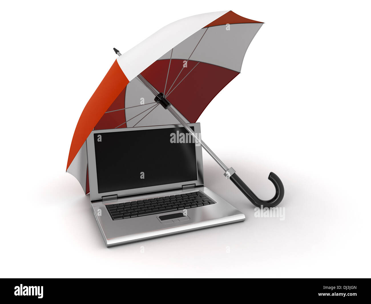 Laptop and Umbrella (clipping path included Stock Photo Alamy