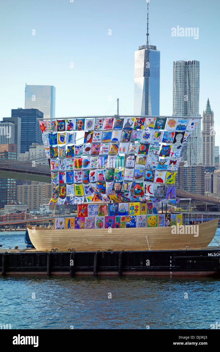 ship of tolerance sailing in Brooklyn Stock Photo