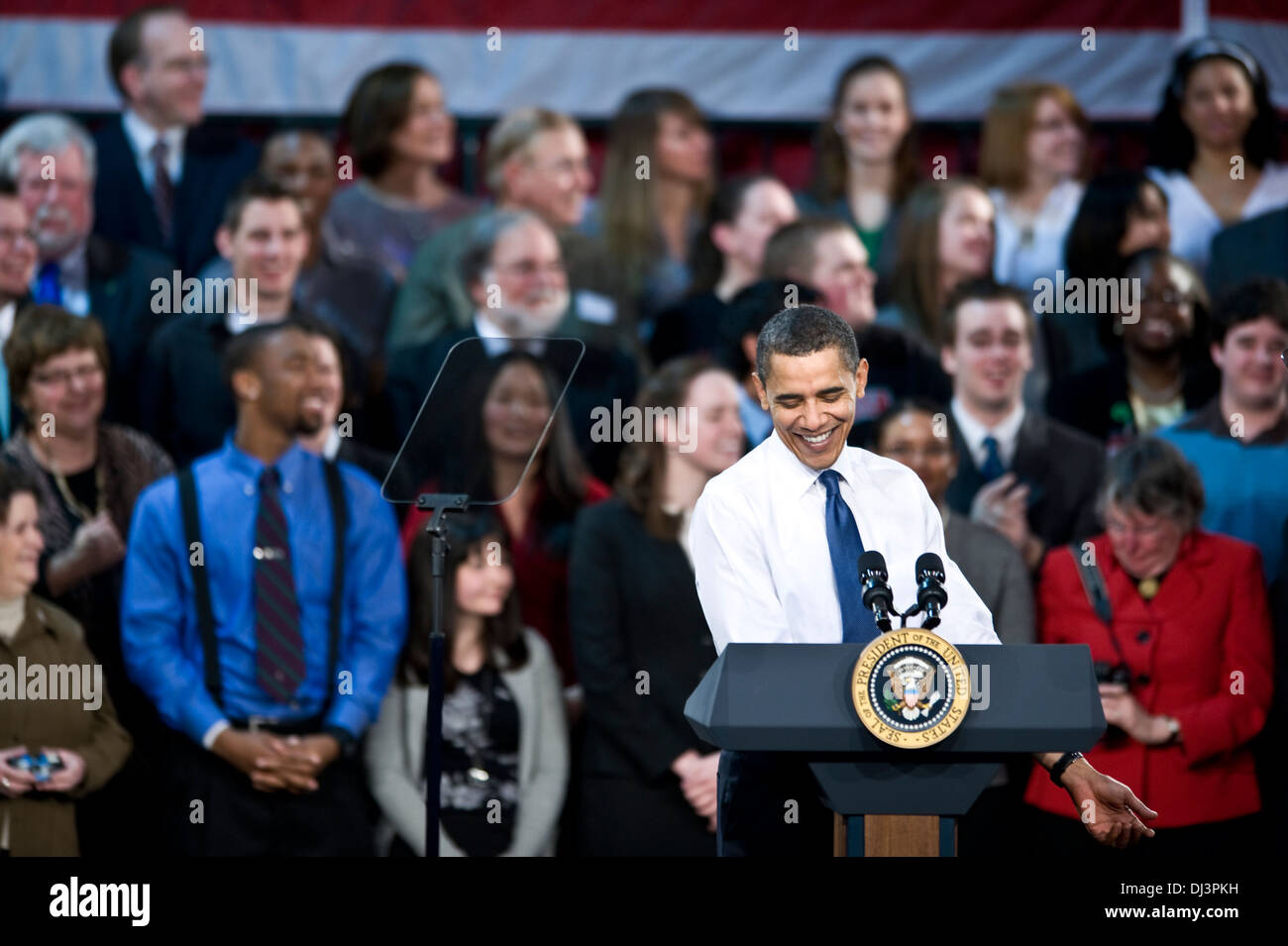 US President Barak Obama at Arcadia University in Glenside, Pa March 8 2010. Stock Photo