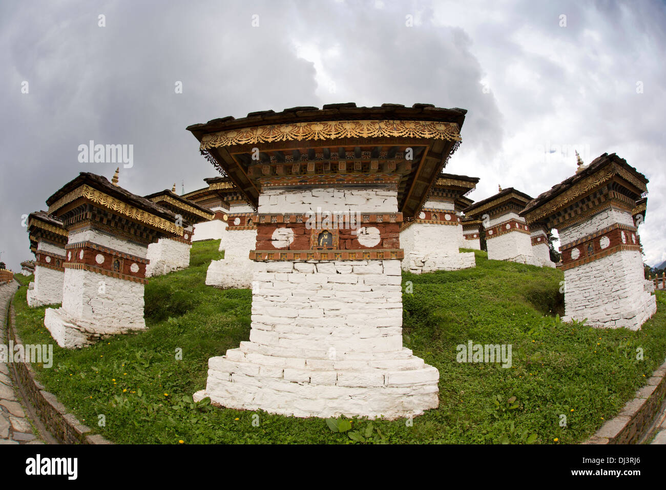 Bhutan, Dochu La pas, 108 Chortens built in memorial to Bhutanese soldiers Stock Photo