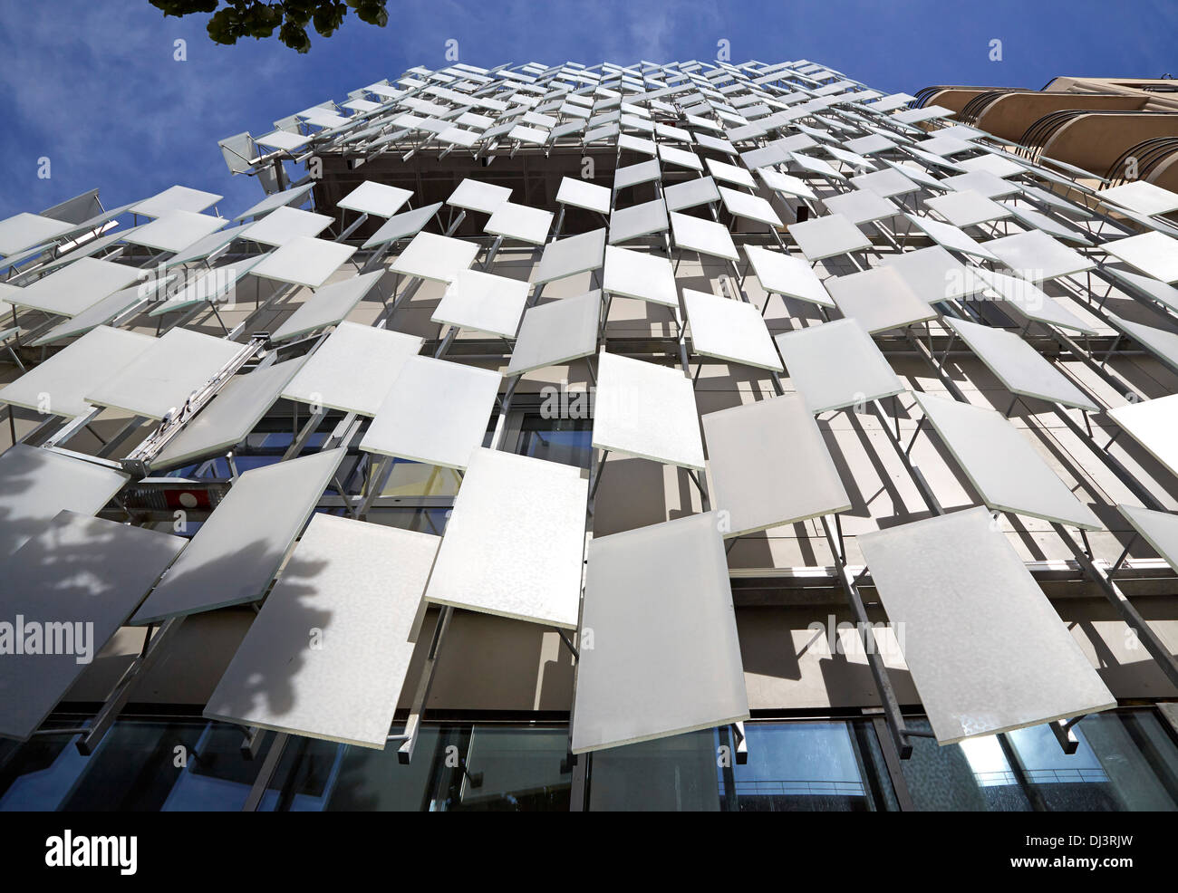 FRAC, Marseille, France. Architect: Kengo Kuma, 2013. Facade view from underneath. Stock Photo