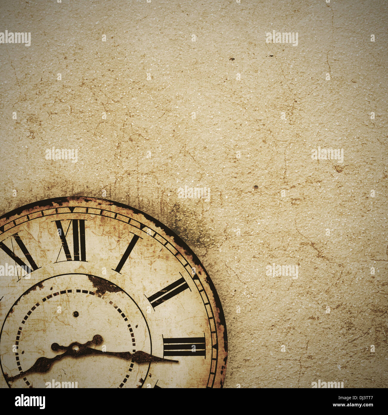 vintage clock with a wall texture Stock Photo - Alamy