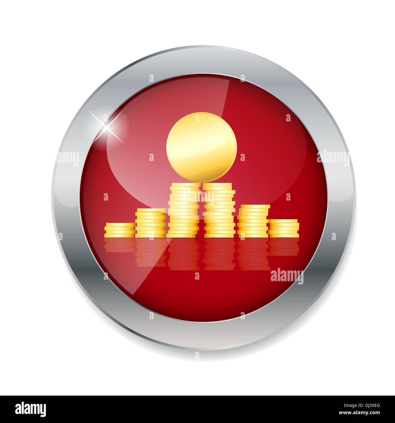 Money gold coins button vector illustration Stock Photo Alamy