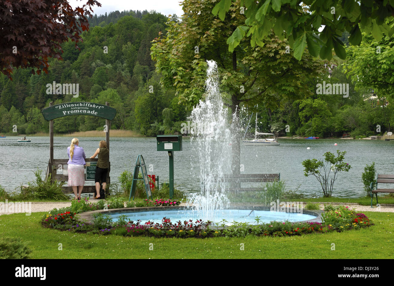 lake promenade in Fuschl am See, Austria Stock Photo