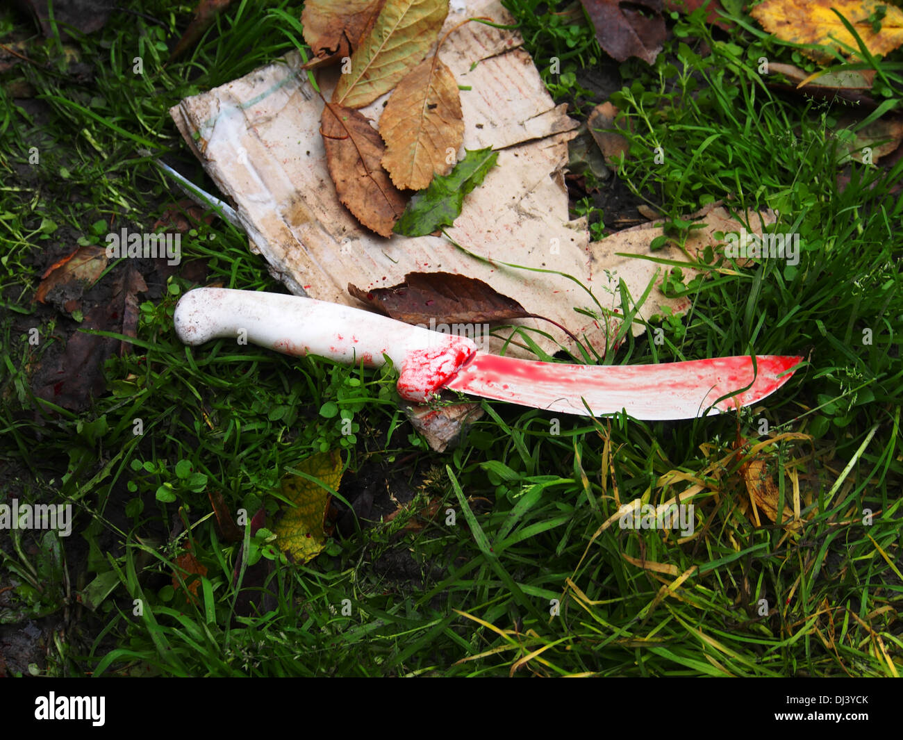 knife with rams' blood Stock Photo