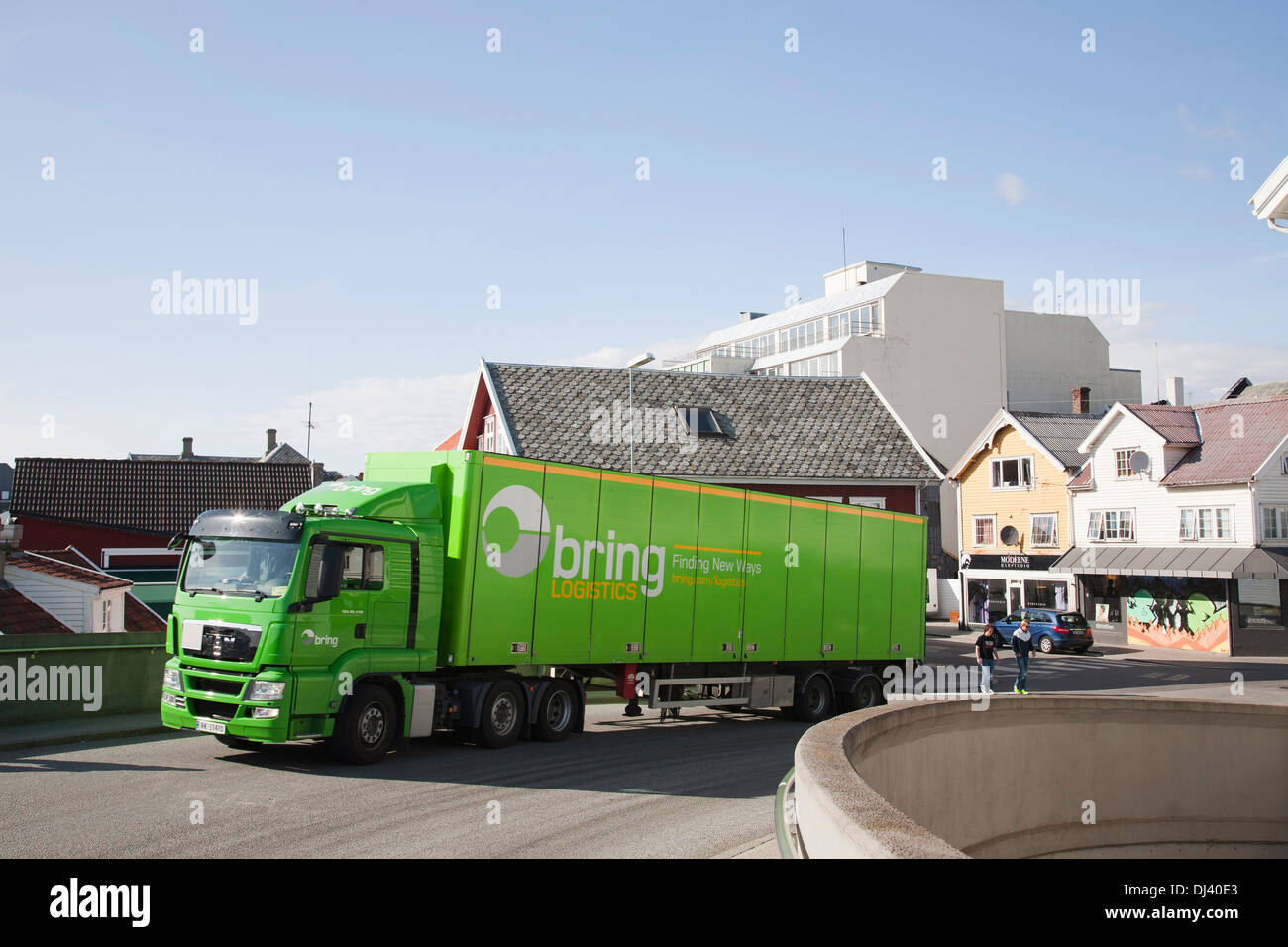 europe, norway, haugesund town, risoy bridge, truck Stock Photo