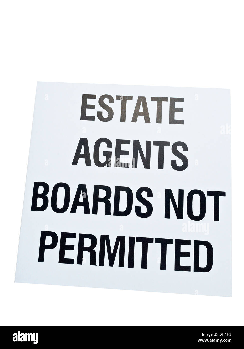 Estate agents boards not permitted sign UK Stock Photo