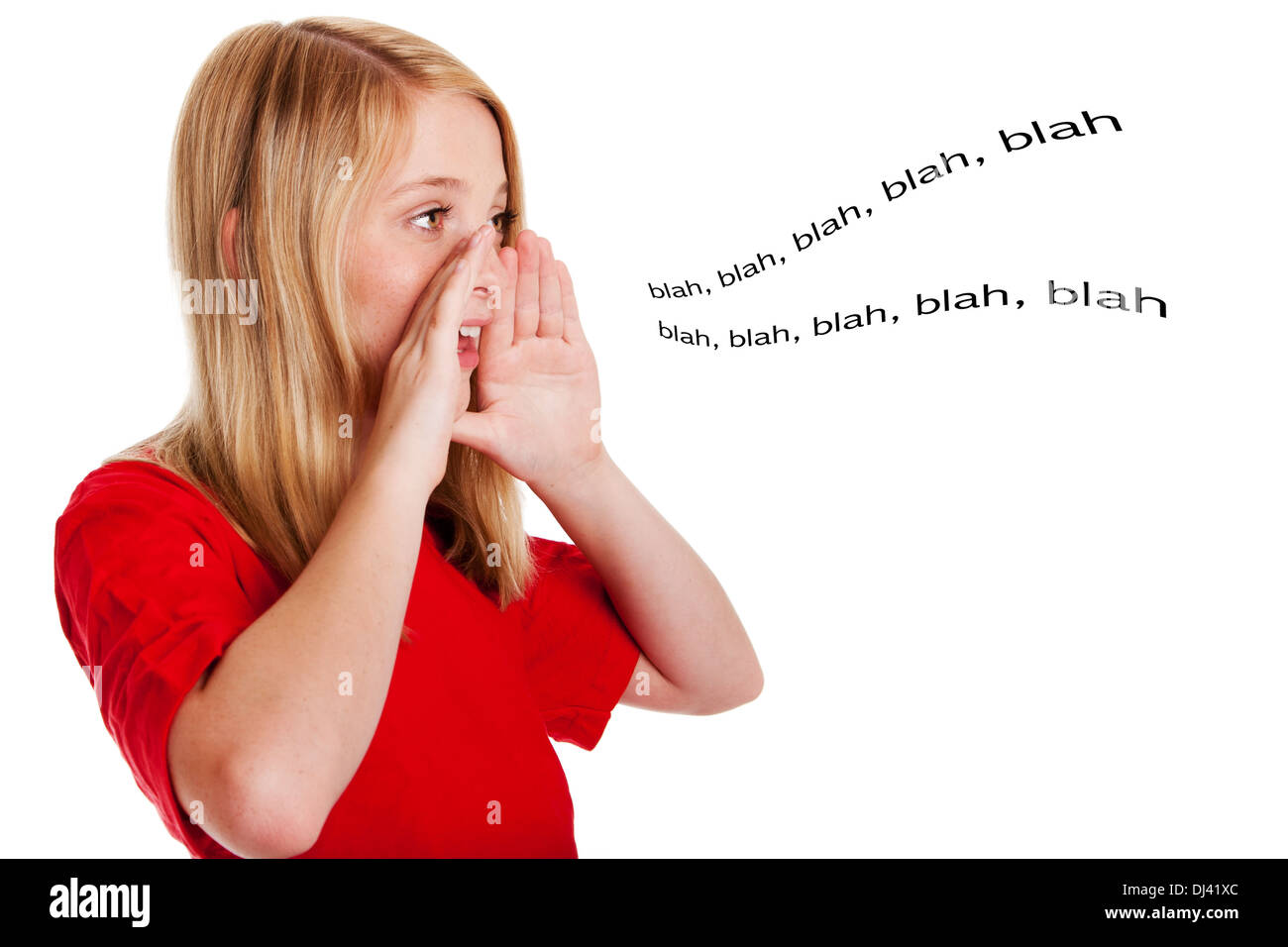 Child speaking out loud Stock Photo