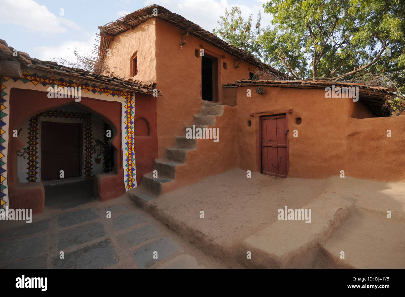 Tribal house shilpgram udaipur rajasthan india stock image