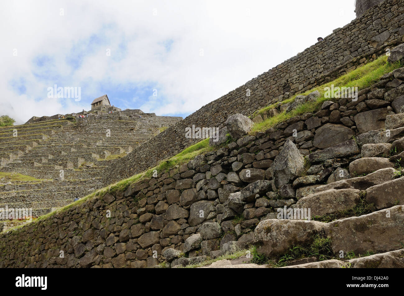 Machu Picchu Inca terraces Stock Photo