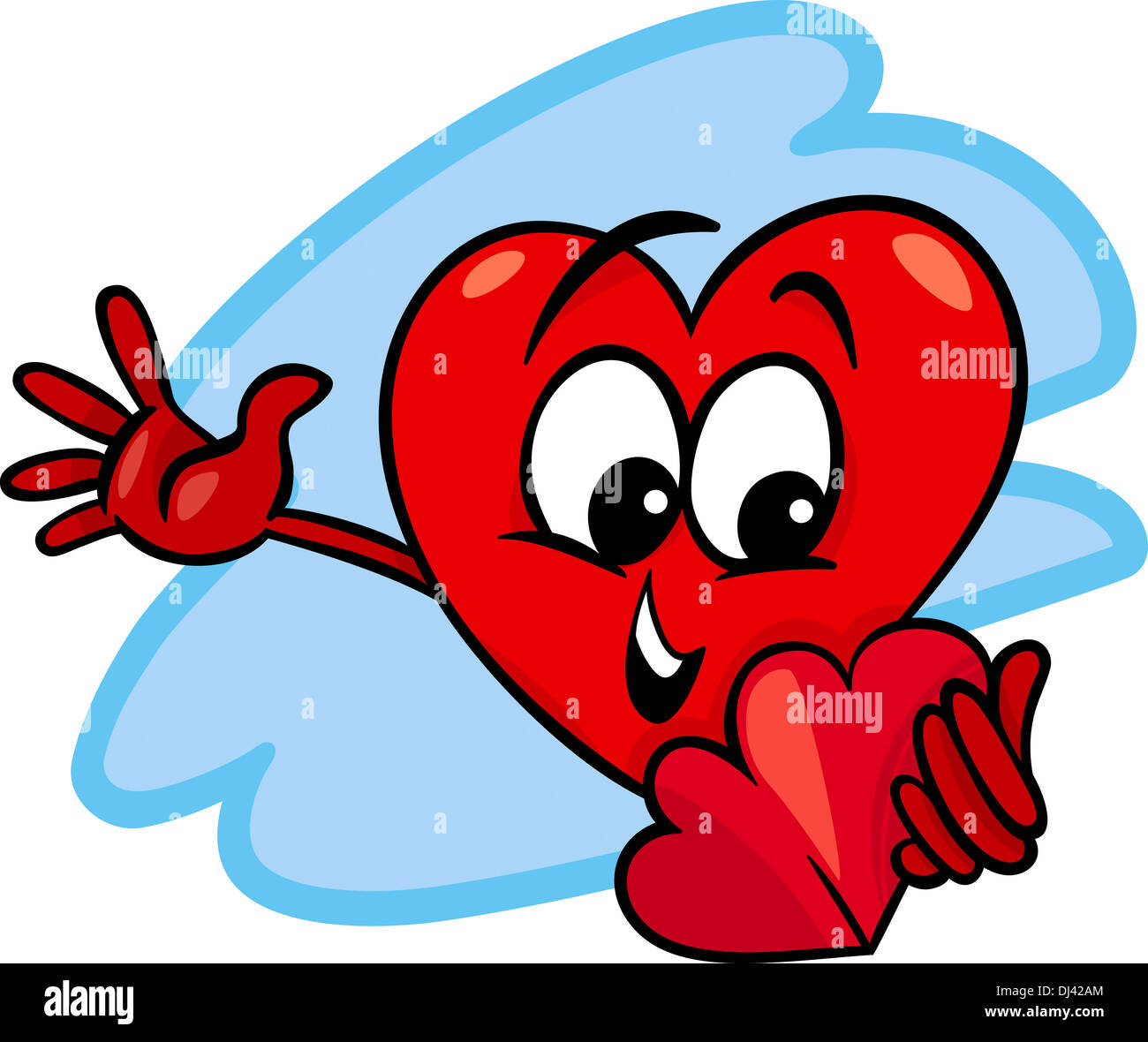 Cartoon Illustration Of Happy Heart Character In Love Reading A Stock Photo Alamy