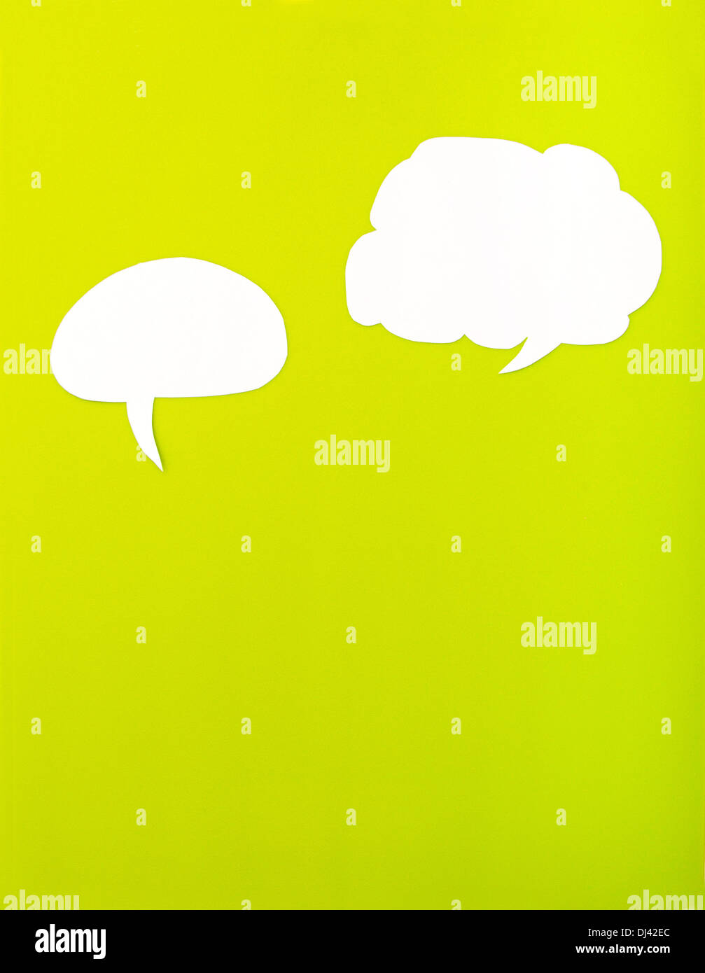 Cartoon bubbles on a green background Stock Photo
