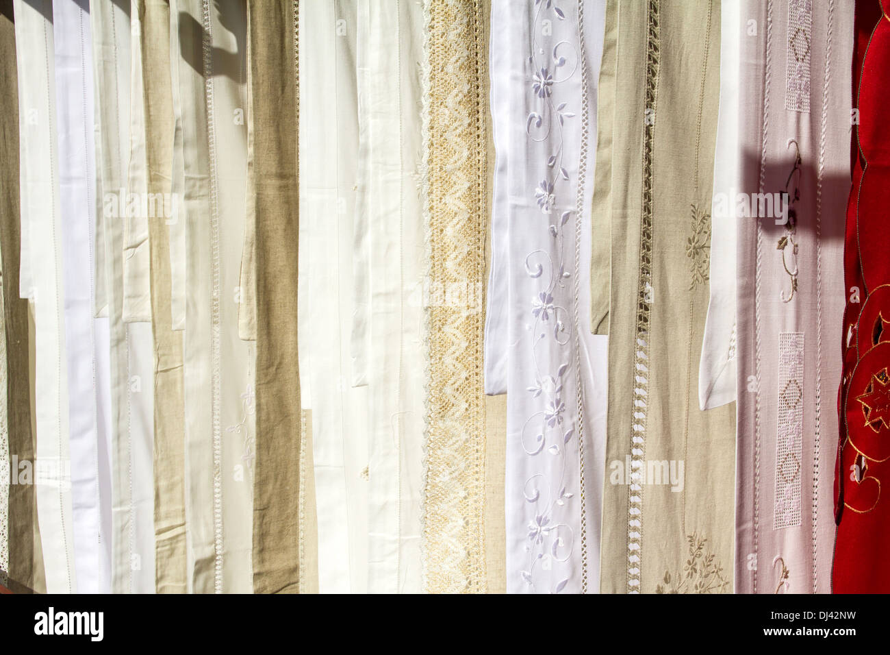Fabrics with lace, traditional craft from Malta Stock Photo Alamy