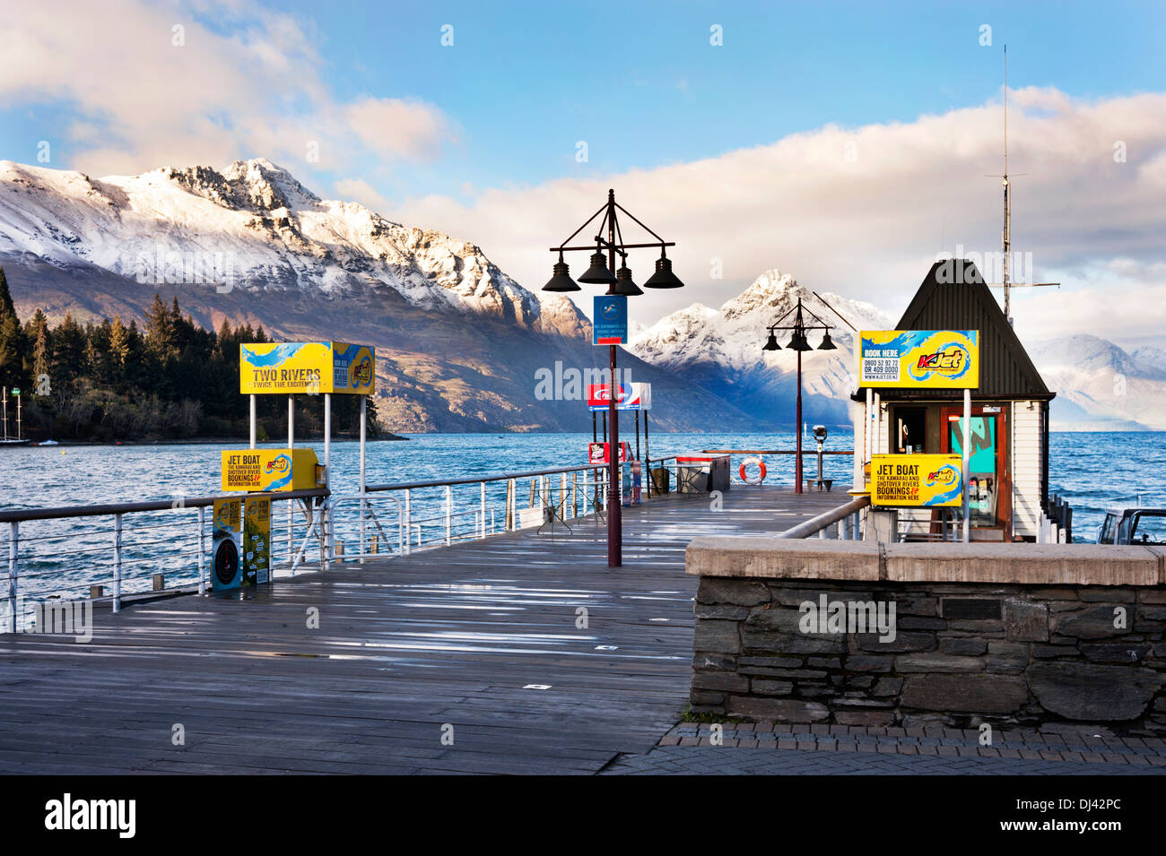 Water-based activities on the waterfront of Lake Wakatipu, Queenstown, New Zealand Stock Photo