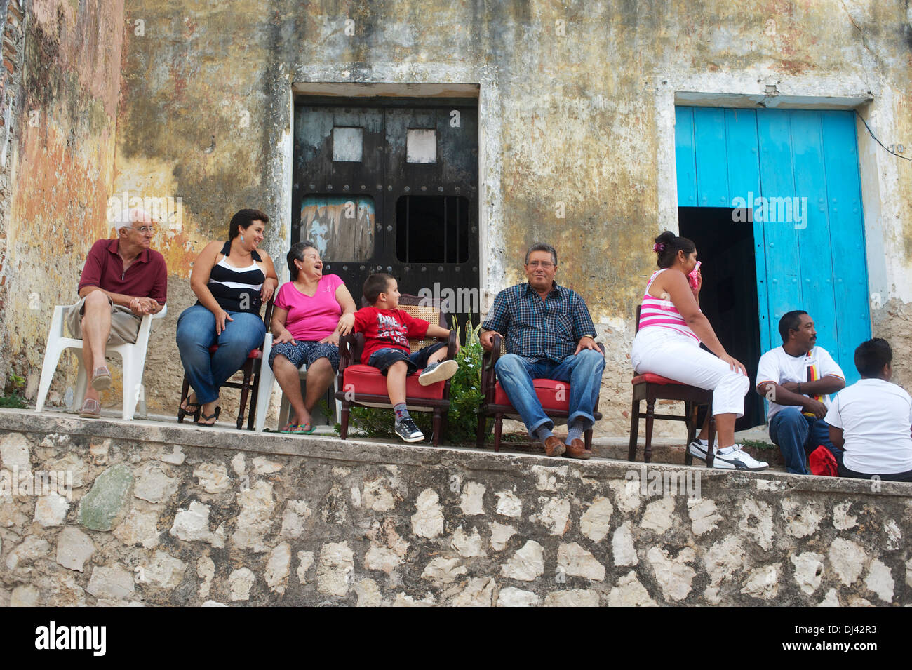 Waiting for a parade, Gibara, Cuba Stock Photo