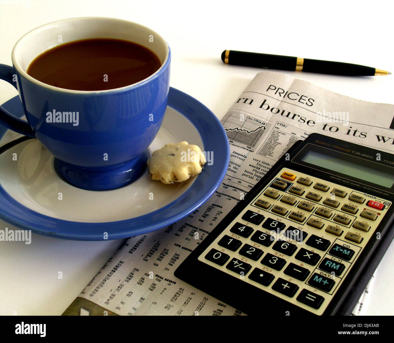 Coffee with calculator, pen and financial paper - business concept Stock  Photo - Alamy