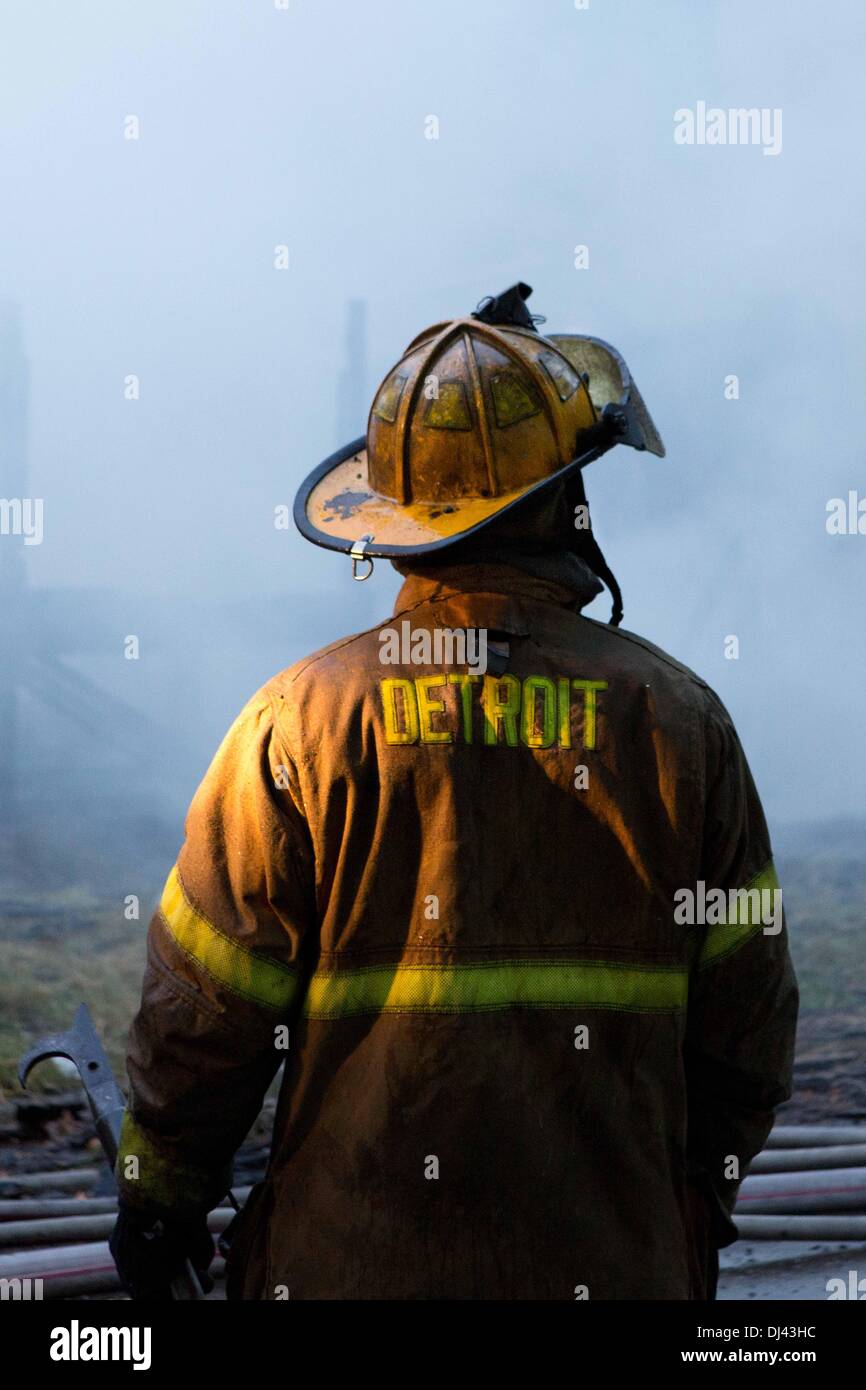 Firefighters of Detroit Fire Department, Michigan, USA. Picture was taken in October 2013. Stock Photo