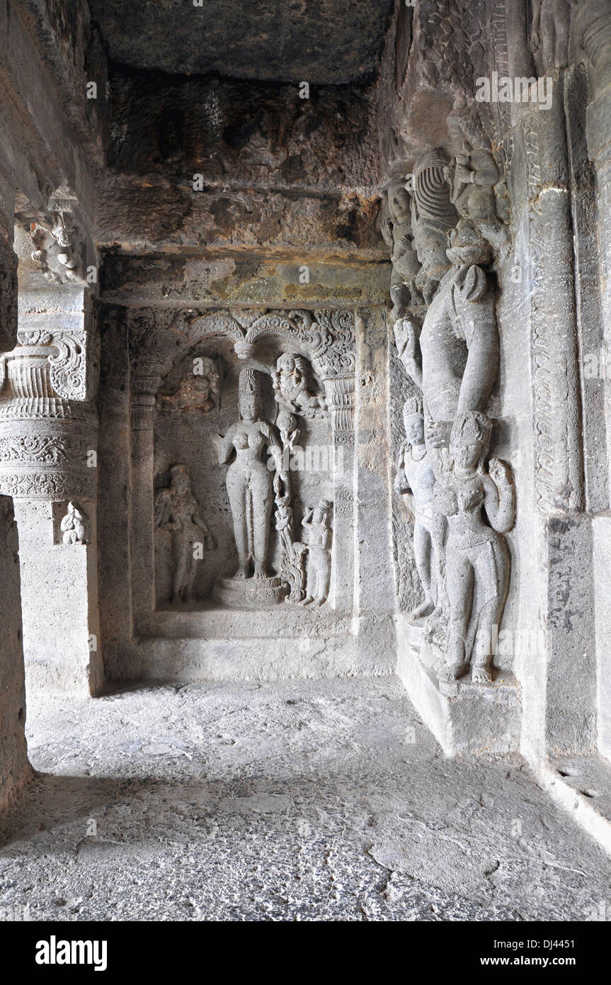 Cave 6 : Bodhisattva Tara. Left wall of the main shrine. Ellora Caves,  Aurangabad, Maharashtra, India Stock Photo - Alamy