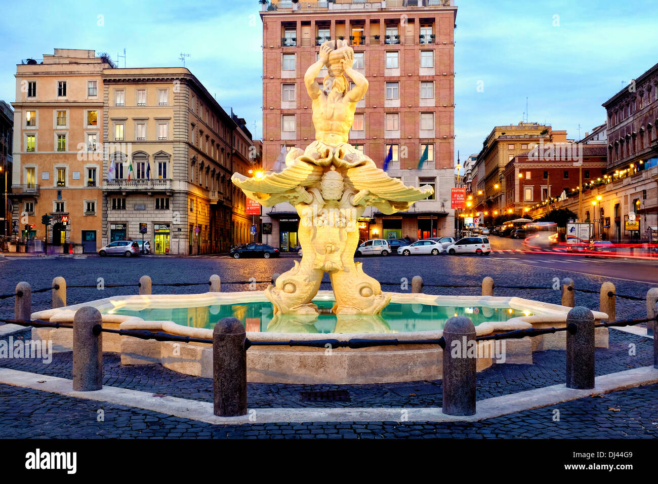 Newly restored Fontana del Tritone, Rome Italy Stock Photo