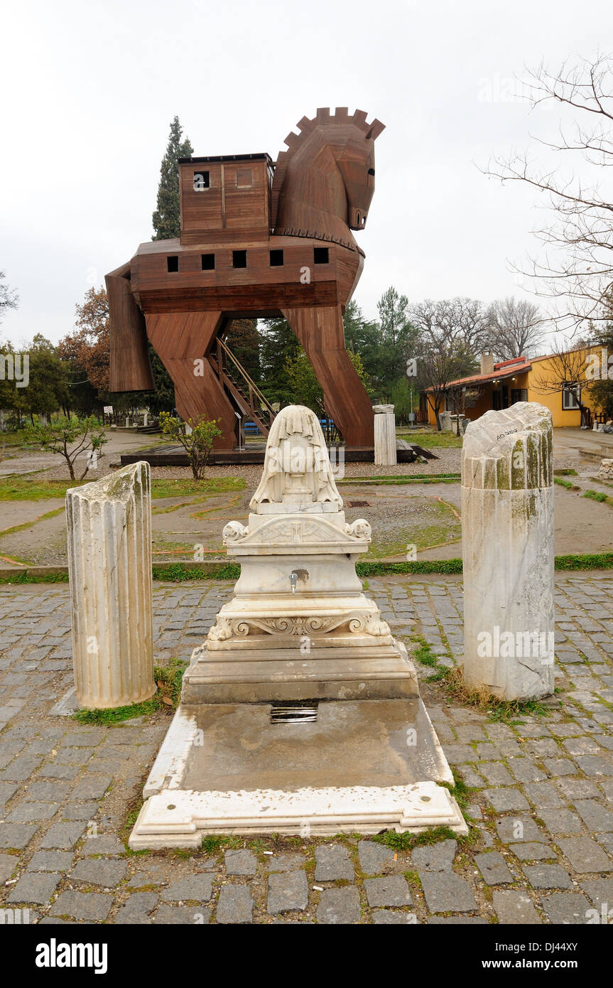 symbolic horse in the ancient city of Troy in Turkey Stock Photo