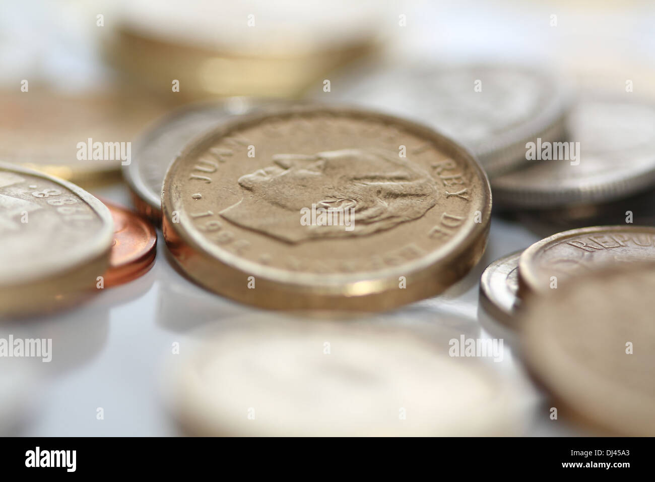 Spanish peseta coins Stock Photo