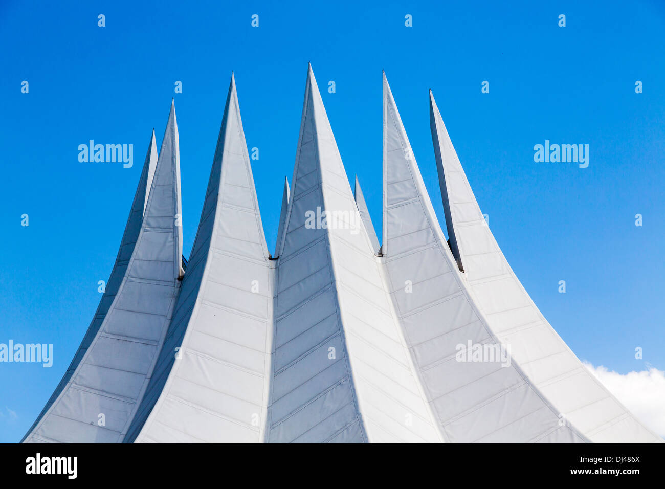 futuristic roof construction with withe spikes. Stock Photo