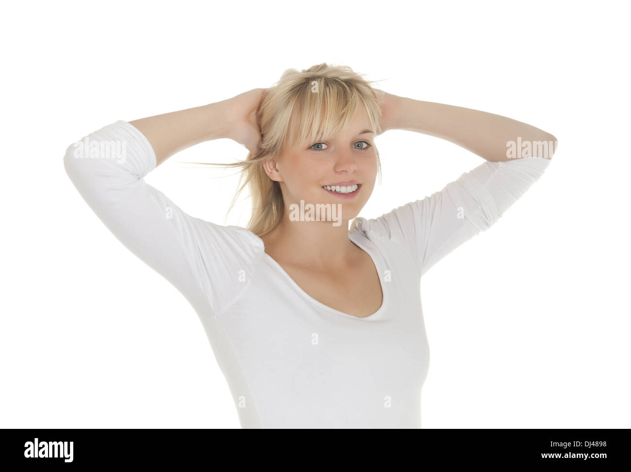 Frau blond lachen lange haare hi-res stock photography and images - Alamy