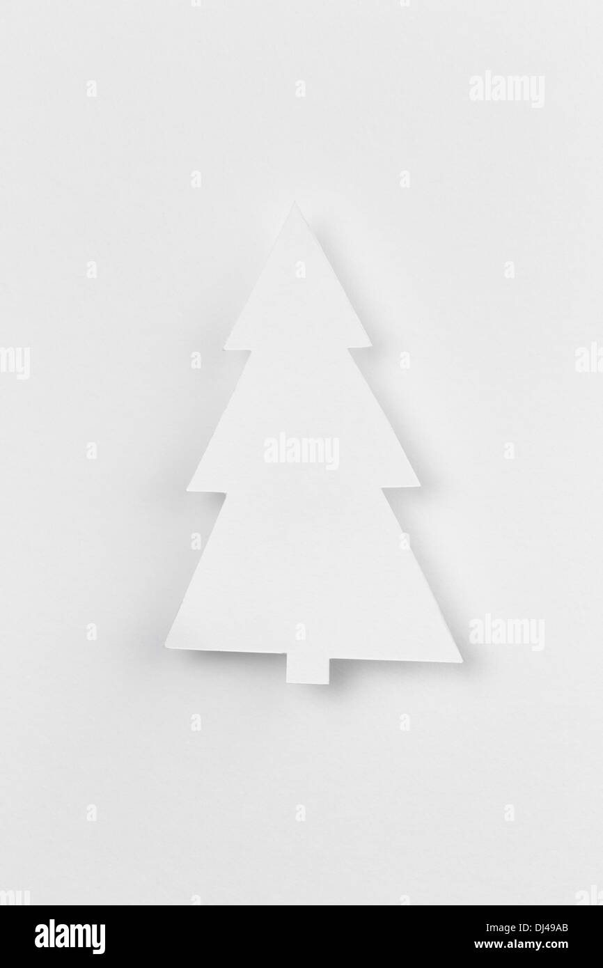 postcard with paper christmas tree, merry christmas theme Stock Photo