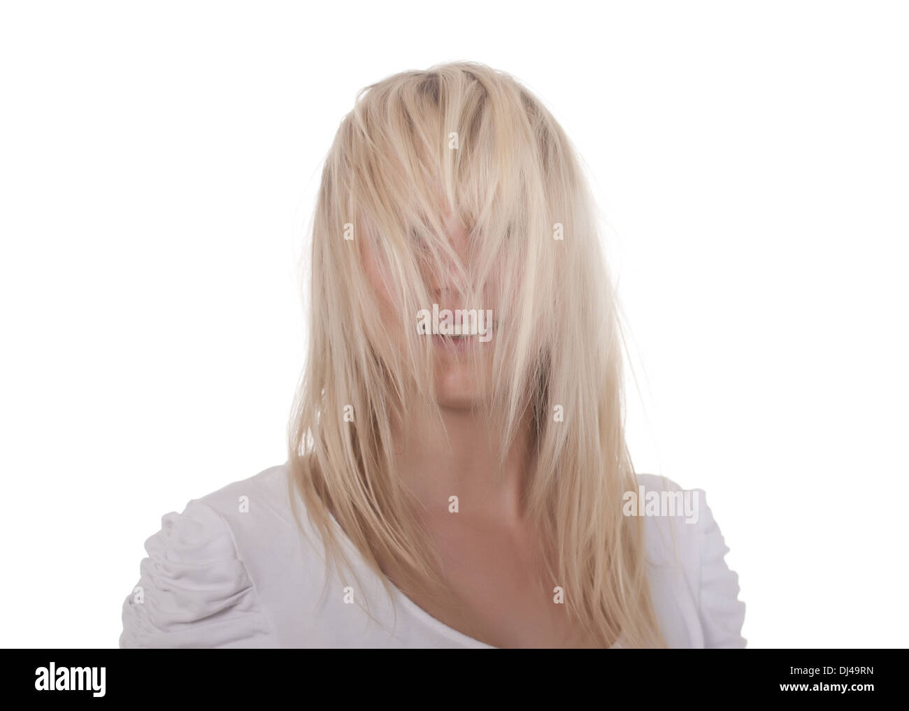young woman with tousled hairs Stock Photo