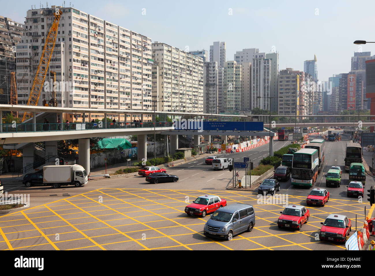 Crossroad in the city of Hong Kong, China Stock Photo