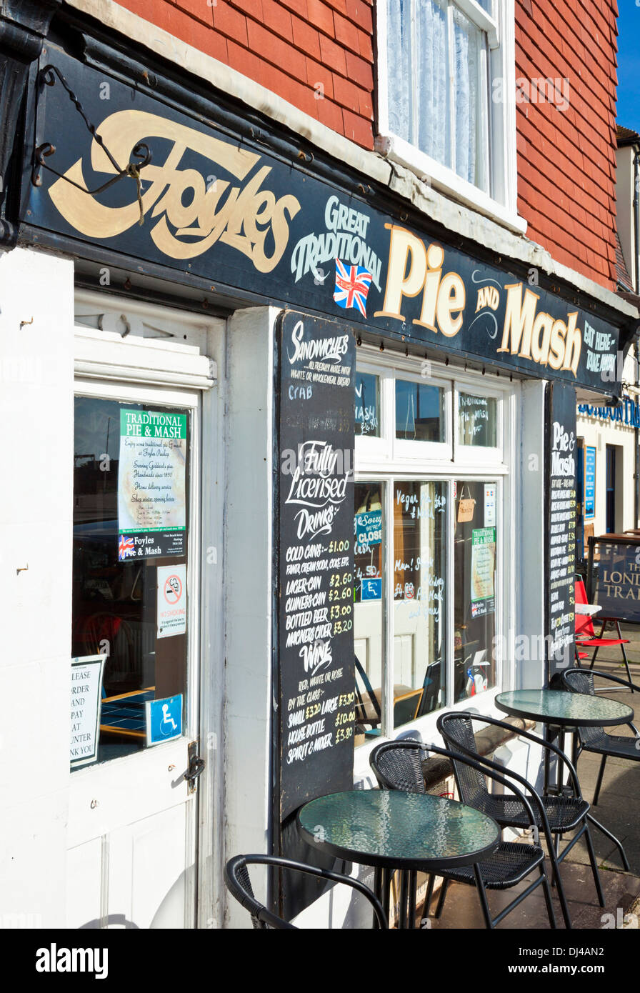 Foyles Pie and Mash shop cafe on Hastings seafront East Sussex England UK GB EU Europe Stock Photo