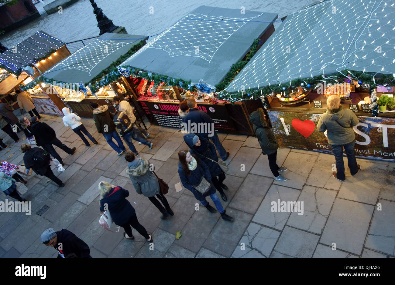 Christmas market on the South Bank, London Stock Photo