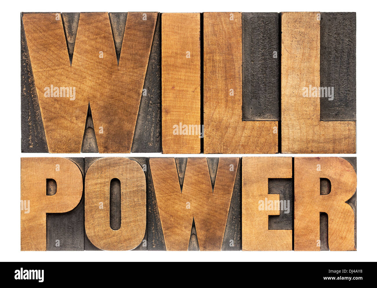 will power words - isolated text in letterpress wood type Stock Photo
