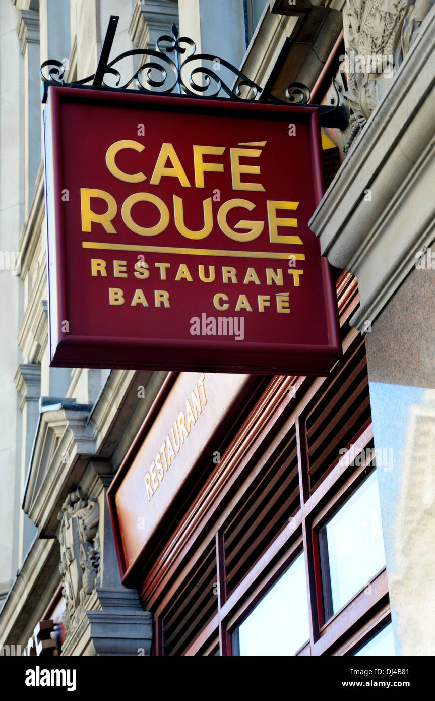 London, England, UK. Cafe Rouge restaurant sign Stock Photo