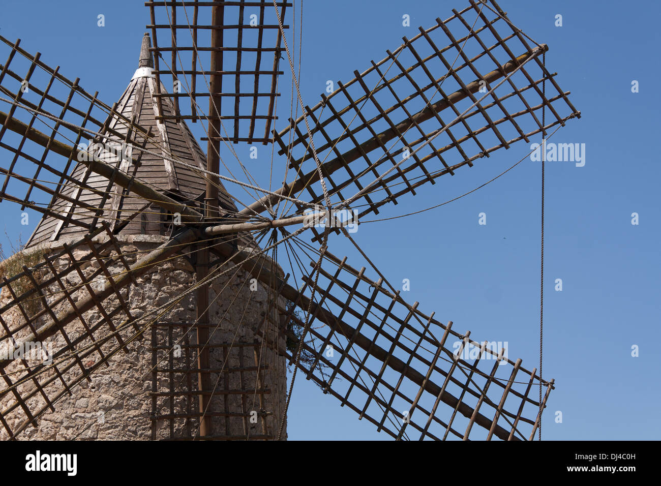 Majorcan Windmills details Stock Photo