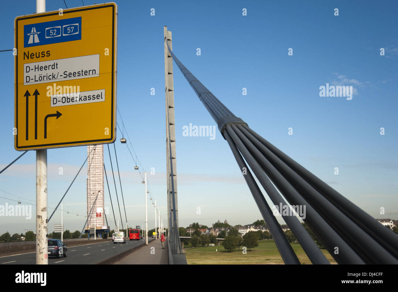 Highway, bridge and sign Stock Photo - Alamy