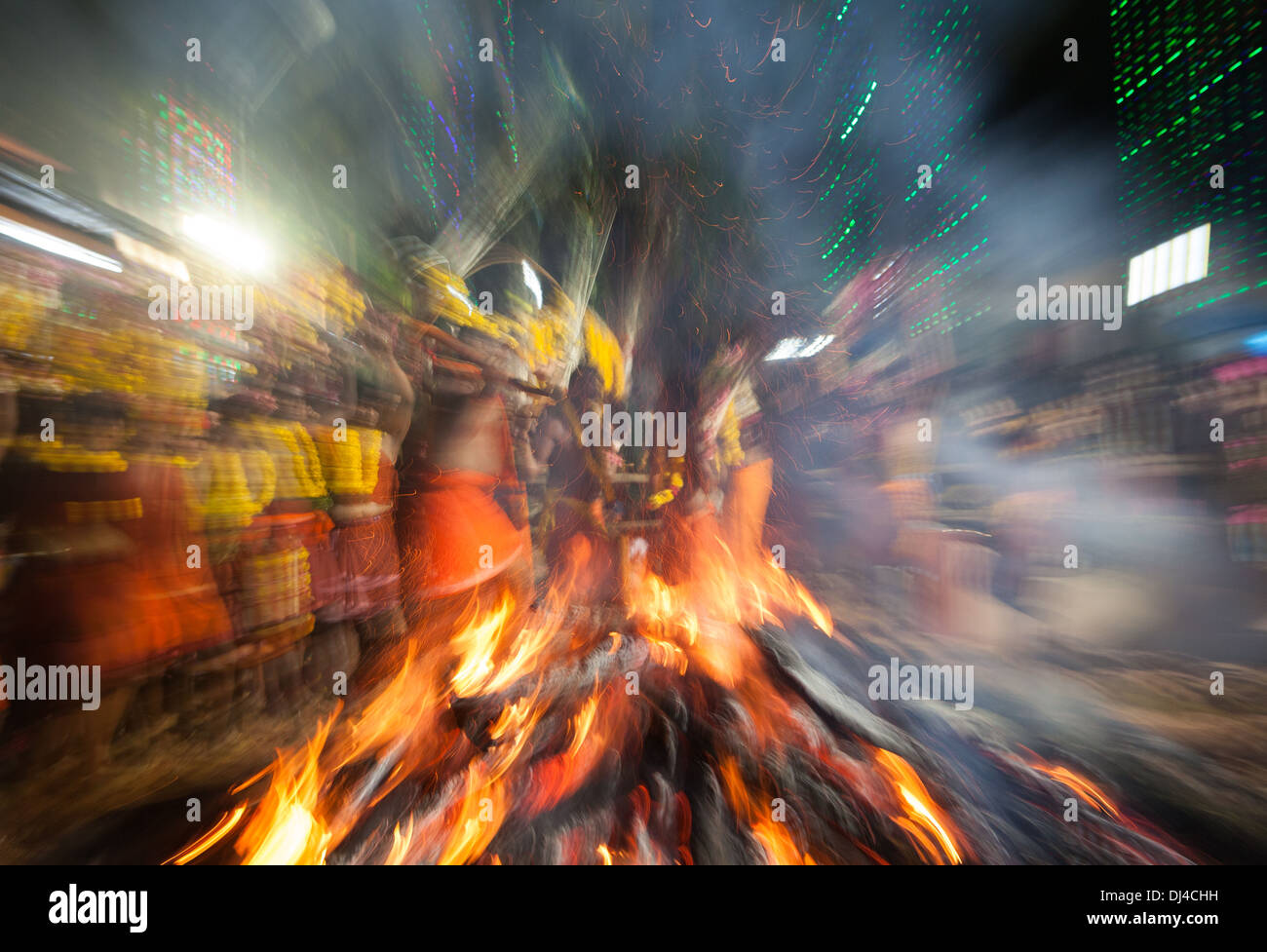 Firewalker ceremony of Agni Kavadi, Perunguzhi, Kerala, India, Asia Stock Photo