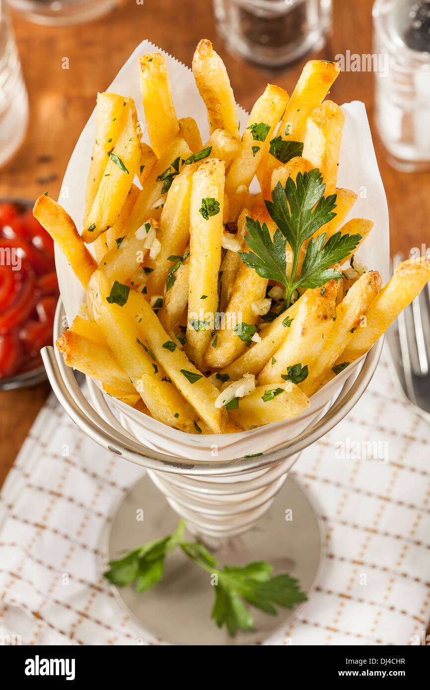 Garlic and Parsley French Fries with Ketchup Stock Photo Alamy