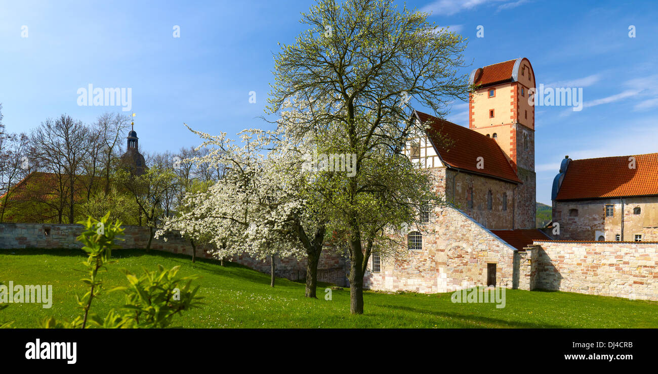 Romanesque Basilka on Breitungen Castle, Thuringia, Germany Stock Photo