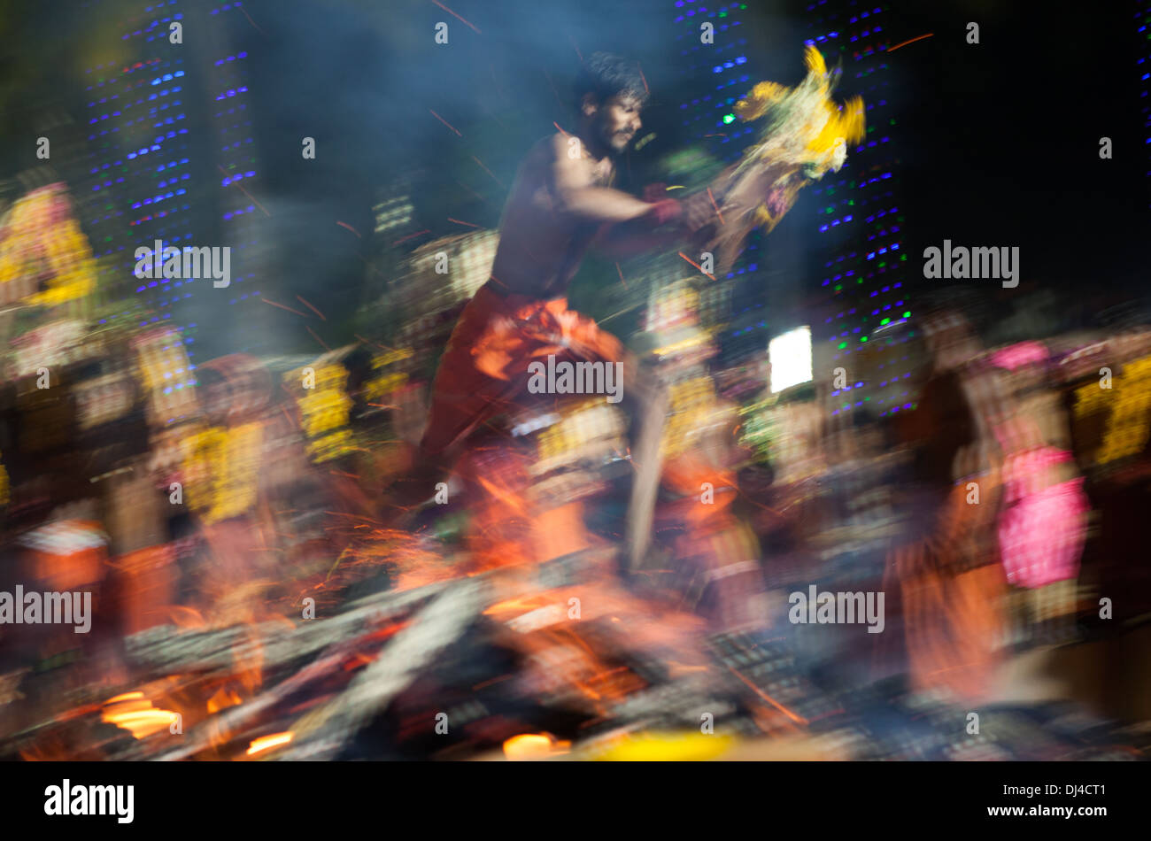 Firewalker ceremony of Agni Kavadi, Perunguzhi, Kerala, India, Asia Stock Photo