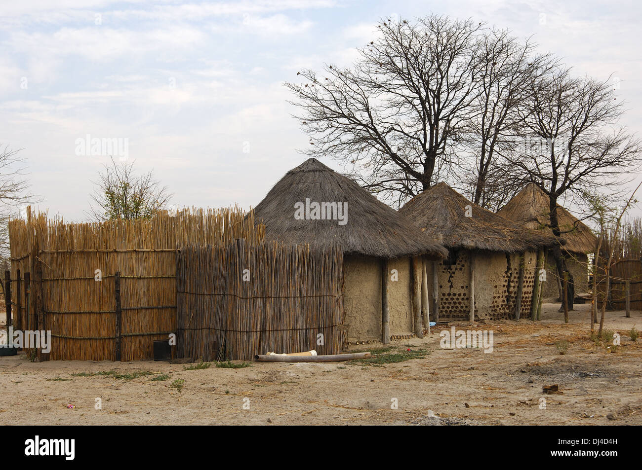 Traditional African kraal, Botswana Stock Photo