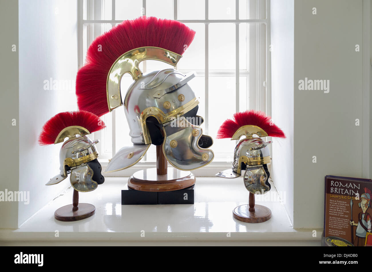 Replica Roman Helmets Stock Photo