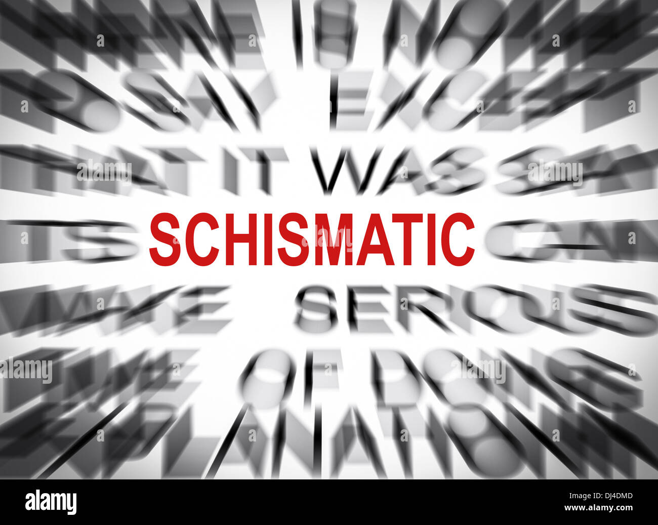 Blured text with focus on SCHISMATIC Stock Photo