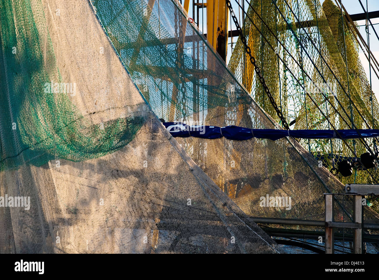 suspended fishing nets Stock Photo
