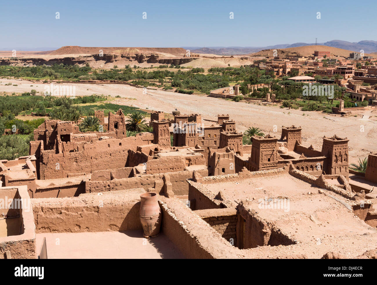Desert town of Taourirt and its famous Kasbah - in eastern Ouarzazate, Morocco Stock Photo