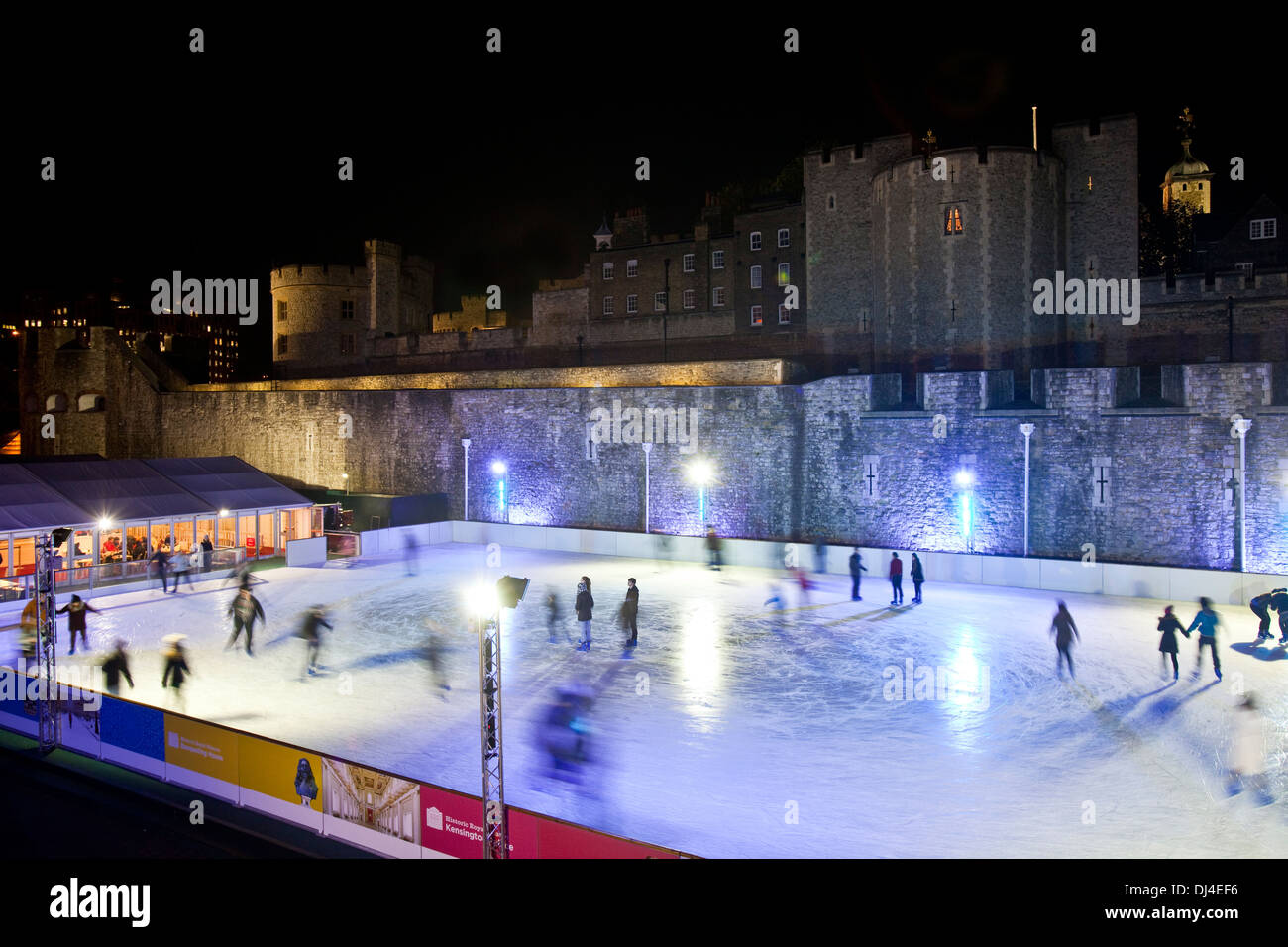 People Ice Skating, The Tower of London, London, England Stock Photo