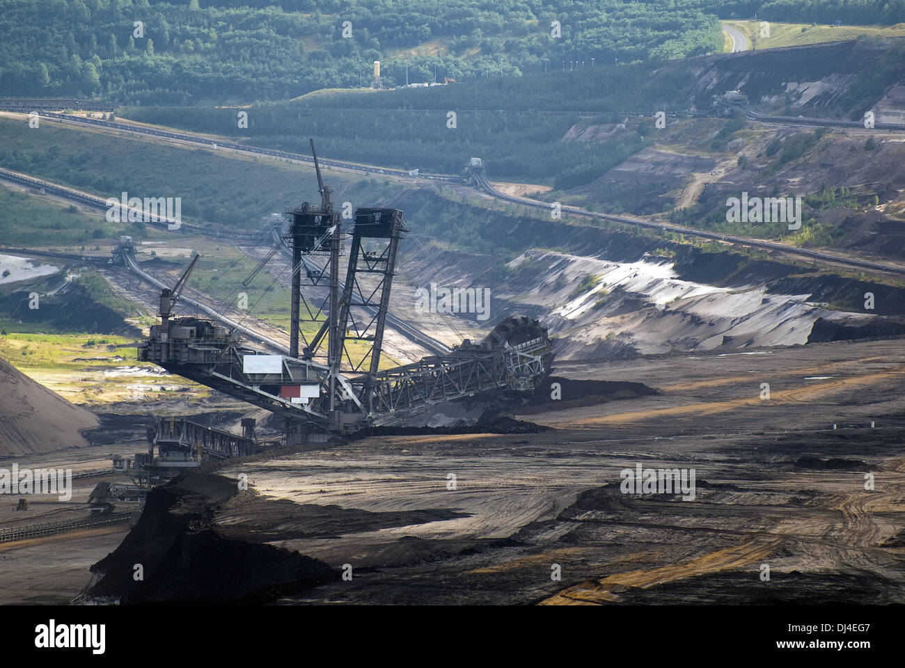 Bucket in the open pit Stock Photo